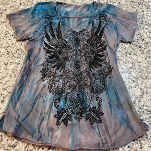 Womens Affliction graphic tee size large New without tags